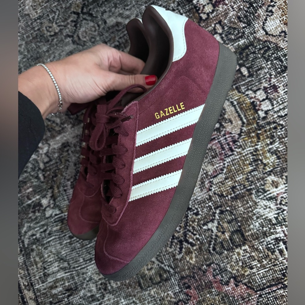 Women Maroon Adidas Gazelle Sneakers